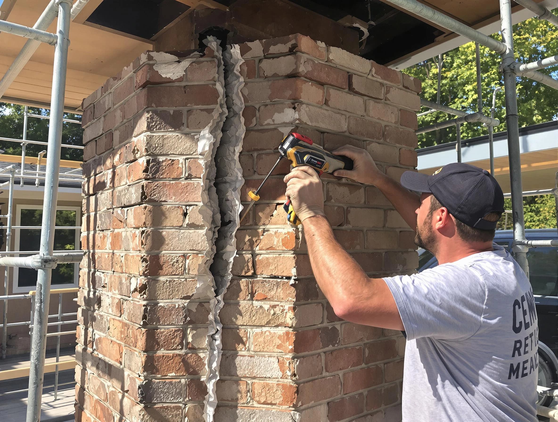 Little Egg Harbor Chimney Sweep technician performing chimney repair in Little Egg Harbor, NJ